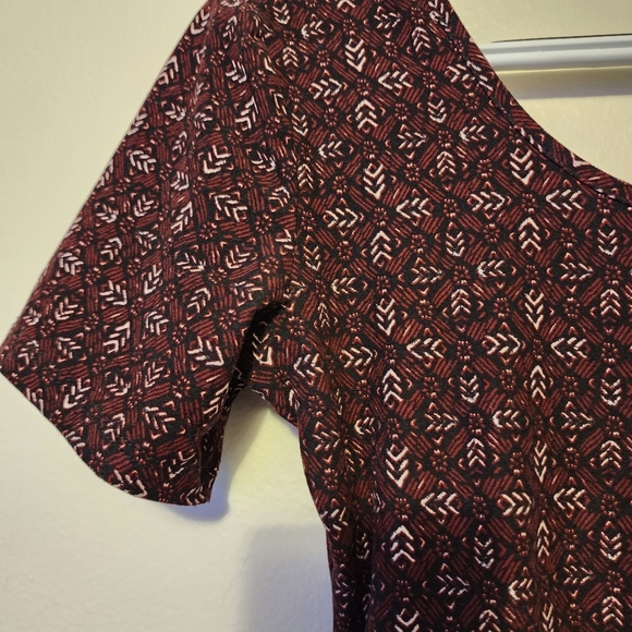 MUDD Maroon Burgandy Brown Black Cream Pattern Form Fitted Bodycon Dress Medium - Picture 11 of 14